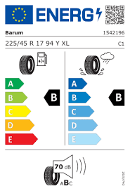 Barum 225/45R17 94Y BRAVURIS 6 XL FR DOT26 - energetický štítek